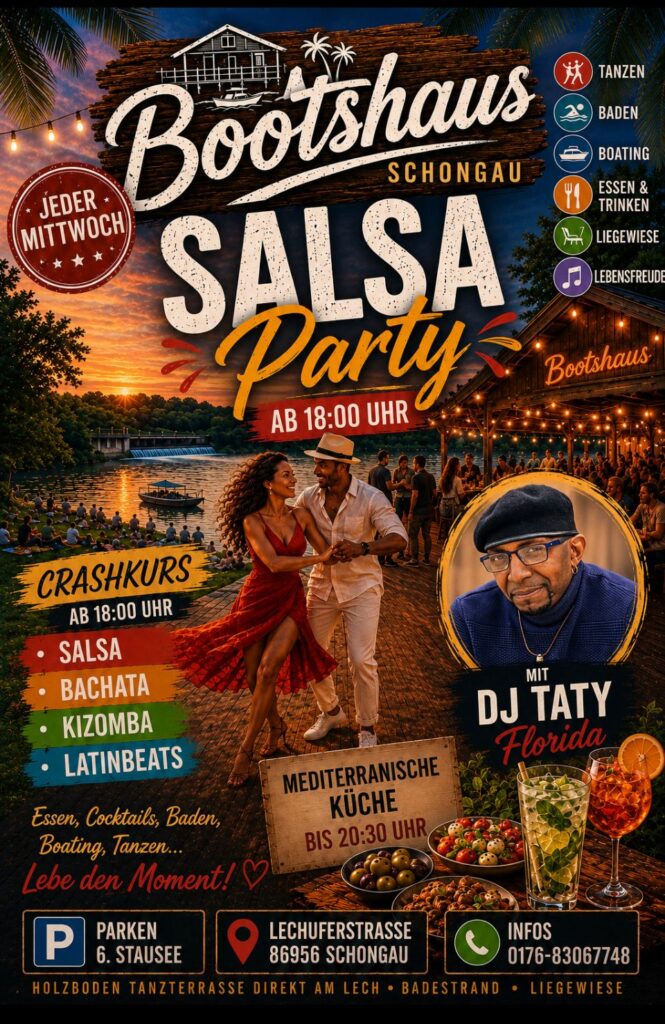 Tänzer auf der Salsa Party im Bootshaus Schongau